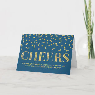 Cartes Pour Fêtes Annuelles Gold Navy Confetti Noël Fille & Fils en droit