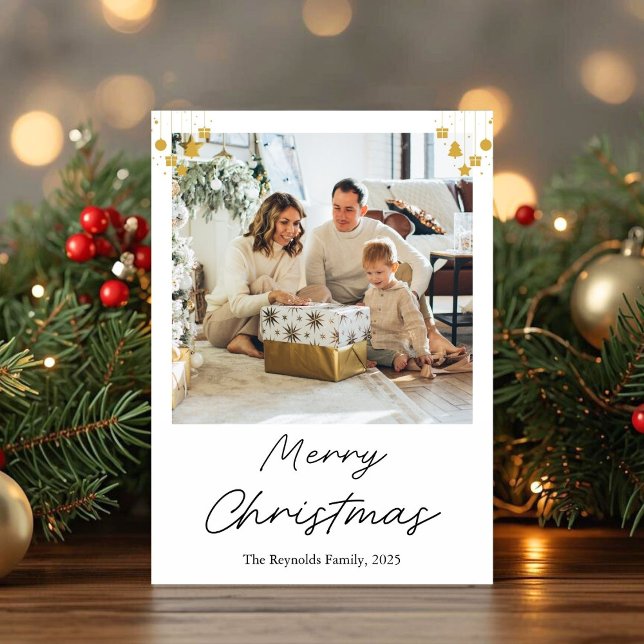 Cartes Pour Fêtes Annuelles Gold Ornament Christmas Photo Greeting Card (Créateur téléchargé)
