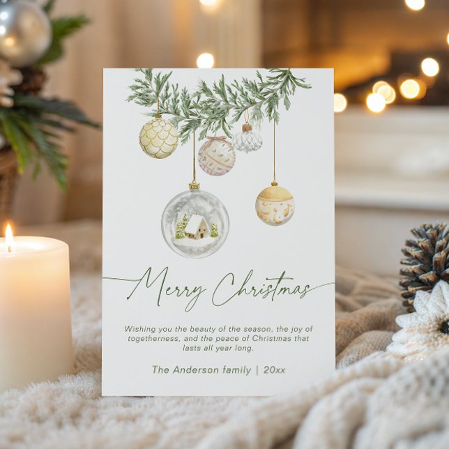 Cartes Pour Fêtes Annuelles Gold Ornament Greenery Christmas  (Créateur téléchargé)