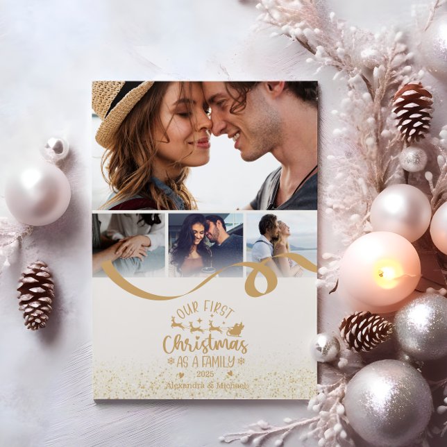 Cartes Pour Fêtes Annuelles Gold Parties scintillant 4 Photo Noël (Créateur téléchargé)