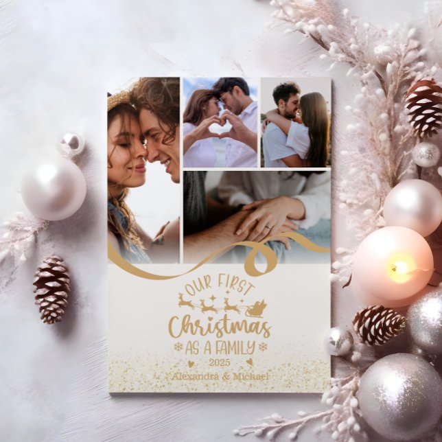 Cartes Pour Fêtes Annuelles Gold Parties scintillant 5 Photo Design de Noël (Créateur téléchargé)