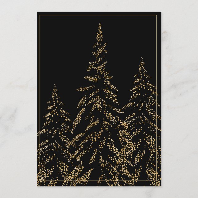 Cartes Pour Fêtes Annuelles Gold Parties scintillant Arbres de vacances Élégan (Devant)