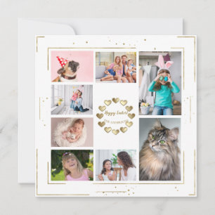 Cartes Pour Fêtes Annuelles Gold Parties scintillant Famille Photo Collage Joy