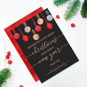 Cartes Pour Fêtes Annuelles Gold Red Silver Glitter Hanging Ornament Christmas