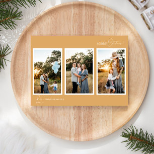 Cartes Pour Fêtes Annuelles Gold Retro Boho Minimaliste Cinq Photo Collage