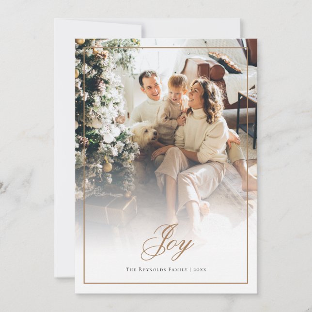 Cartes Pour Fêtes Annuelles Gold Script Joy Photo Noël (Devant)