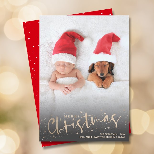 Cartes Pour Fêtes Annuelles Gold Script Joyeuse photo de Noël (Créateur téléchargé)