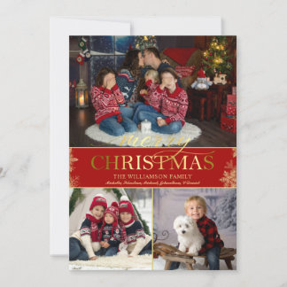 Cartes Pour Fêtes Annuelles Gold Snowflake Photo Joyeux Noël