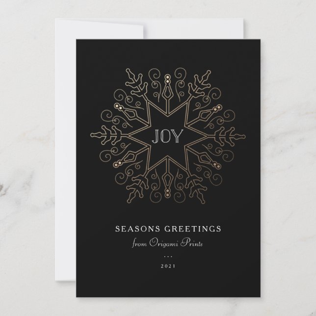 Cartes Pour Fêtes Annuelles Gold Snowflon vacances d'entreprise (Devant)