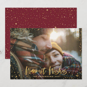 Cartes Pour Fêtes Annuelles Gold stars 1 photo Bourgogne Noël élégant