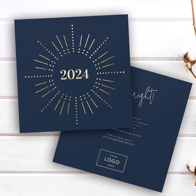 Cartes Pour Fêtes Annuelles Gold Sunburst New Years Business (Créateur téléchargé)