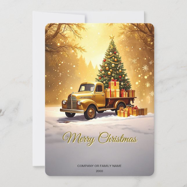 Cartes Pour Fêtes Annuelles Gold Truck Christmas Tree Holiday Card (Devant)