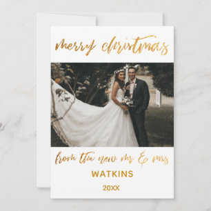 Cartes Pour Fêtes Annuelles Gold Waves Joyeux Noël de New Mr & Mrs Photo