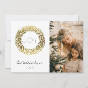 Cartes Pour Fêtes Annuelles Gold Wreath Blush Aquarelle Photo Holiday