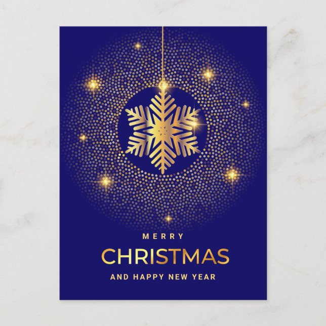Cartes Pour Fêtes Annuelles Golden Blue Christmas Ornament Salutation d'entrep (Devant)