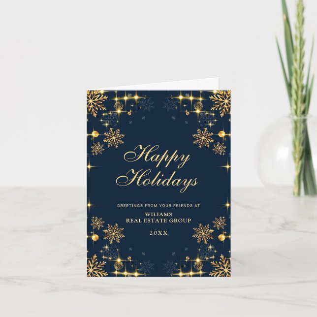 Cartes Pour Fêtes Annuelles Golden Blue Christmas Ornament Salutation d'entrep (Devant)