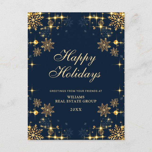 Cartes Pour Fêtes Annuelles Golden Blue Christmas Ornament Salutation d'entrep (Devant)