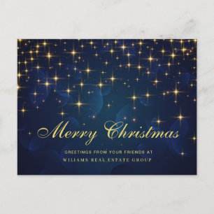 Cartes Pour Fêtes Annuelles Golden Blue Christmas Stars Corporate Greeting Hol