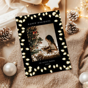 Cartes Pour Fêtes Annuelles Golden Christmas Lights One Photo