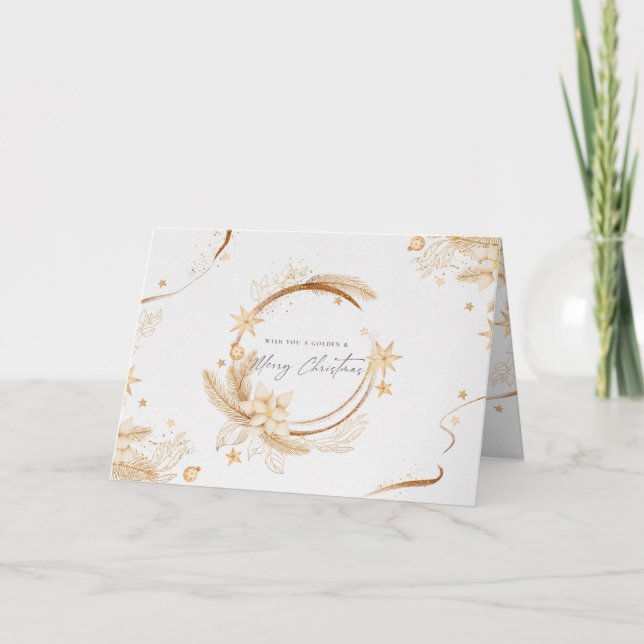 Cartes Pour Fêtes Annuelles Golden de Noël - Personnaliser (Devant)