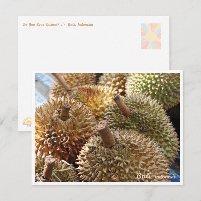 Cartes Pour Fêtes Annuelles Golden Durian Bali Market – Travel Postcard (Devant / Derrière)