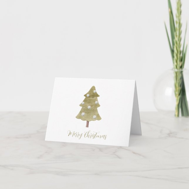 Cartes Pour Fêtes Annuelles Golden Elegance | Bienheureux sapin de Noël (Devant)