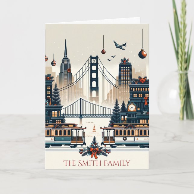 Cartes Pour Fêtes Annuelles Golden Gate Holiday Magie San Francisco Noël (Devant)