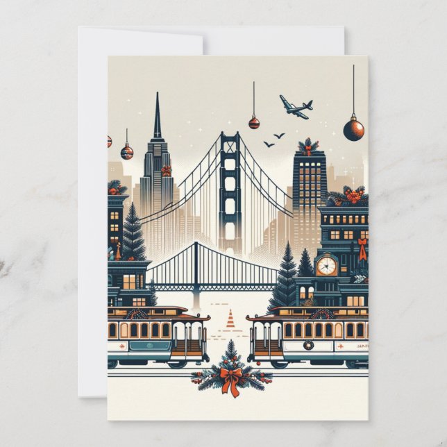 Cartes Pour Fêtes Annuelles Golden Gate Holiday Magie San Francisco Noël (Devant)
