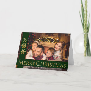 Cartes Pour Fêtes Annuelles Golden Joyeux Noël Photo de famille