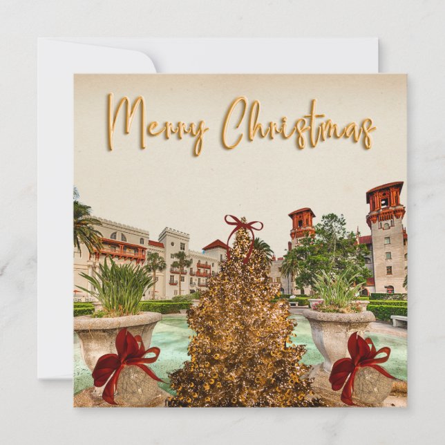 Cartes Pour Fêtes Annuelles Golden Joyeux Noël St Augustine Florida Museum (Devant)