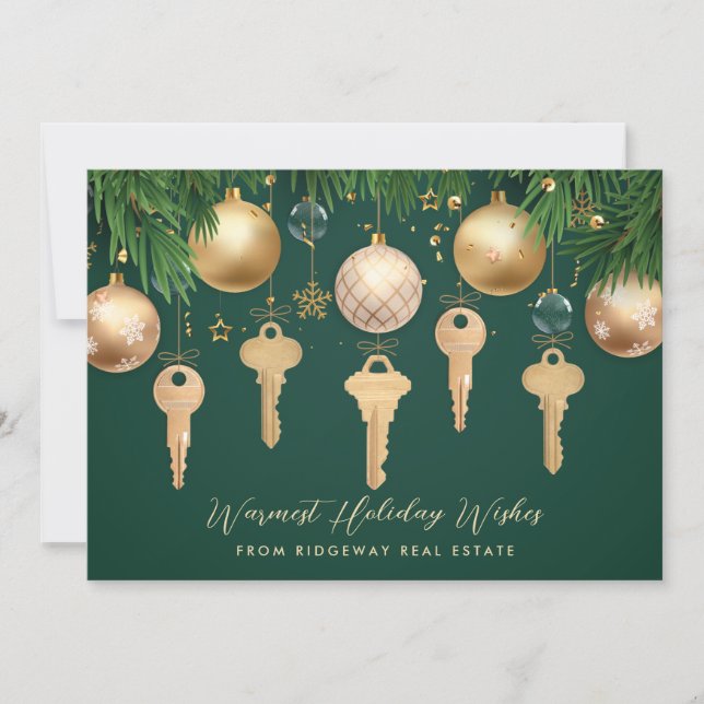 Cartes Pour Fêtes Annuelles Golden Keys Real Estate Holiday Card (Devant)