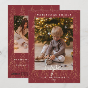 Cartes Pour Fêtes Annuelles Golden Lights Bokeh Christmas Spicey Red 2 Photo
