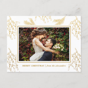 Cartes Pour Fêtes Annuelles Golden Mistletoe Elegant Photo Noël