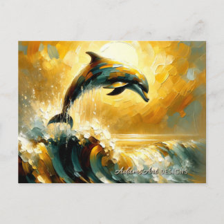 Cartes Pour Fêtes Annuelles Golden Ocean Dolphin Jump