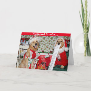 Cartes Pour Fêtes Annuelles Golden Père Noël vérifie la liste de Noël avec Mme