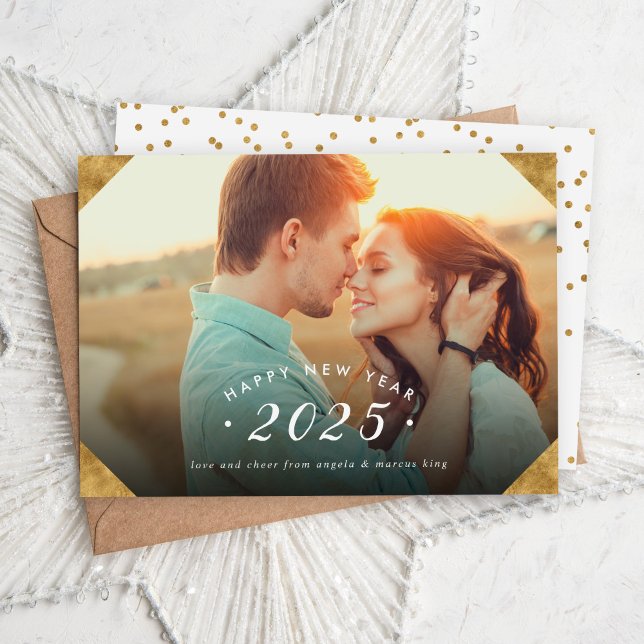 Cartes Pour Fêtes Annuelles Golden Photo Overlay Bonne année (Créateur téléchargé)