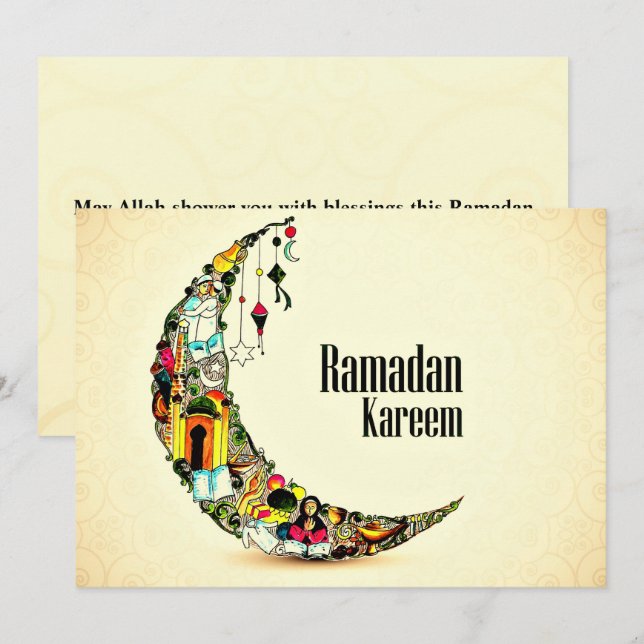 Cartes Pour Fêtes Annuelles Golden Ramadan Kareem (Devant / Derrière)
