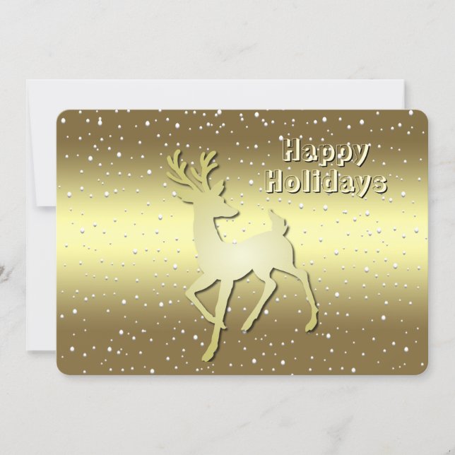 Cartes Pour Fêtes Annuelles Golden Reindeer Snowy Holiday Card (Devant)