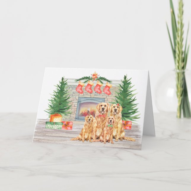 Cartes Pour Fêtes Annuelles Golden Retriever Amoureux des chiens Joyeux Noël (Devant)