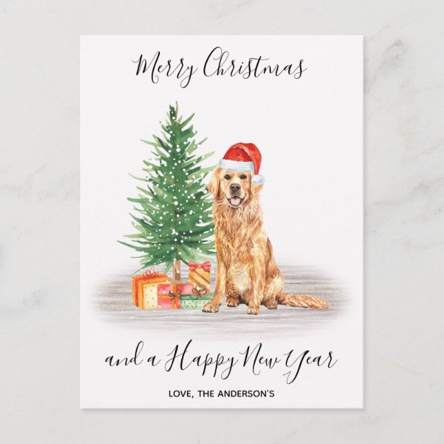 Cartes Pour Fêtes Annuelles Golden Retriever Amoureux des chiens mignonne Joye (Devant)