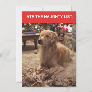 Cartes Pour Fêtes Annuelles Golden Retriever Ate Naughty List Appartement de N