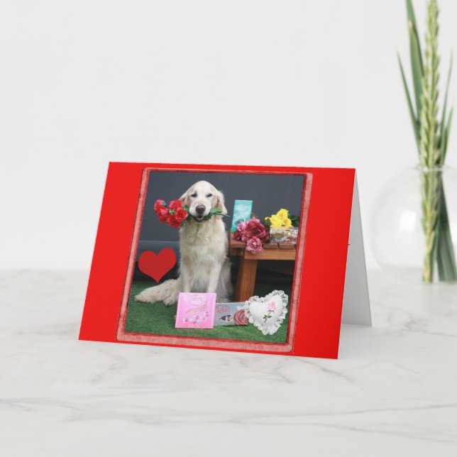 Cartes Pour Fêtes Annuelles Golden retriever avec des fleurs pour la (Devant)