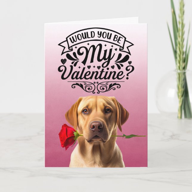 Cartes Pour Fêtes Annuelles Golden Retriever avec rose Custom Valentine's Day (Devant)