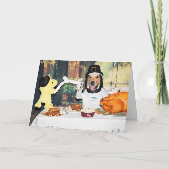 Cartes Pour Fêtes Annuelles Golden Retriever Beagle et Bird Thanksgiving (Devant)