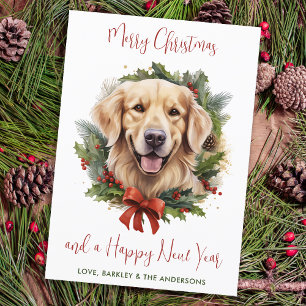 Cartes Pour Fêtes Annuelles Golden Retriever Chien Custom Joyeux Noël