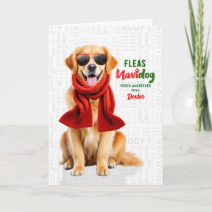 Cartes Pour Fêtes Annuelles Golden Retriever Chien Drôle Puces Navidog avec no