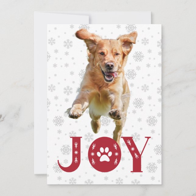Cartes Pour Fêtes Annuelles Golden Retriever Chien Joy Empreinte de patte Snow (Devant)