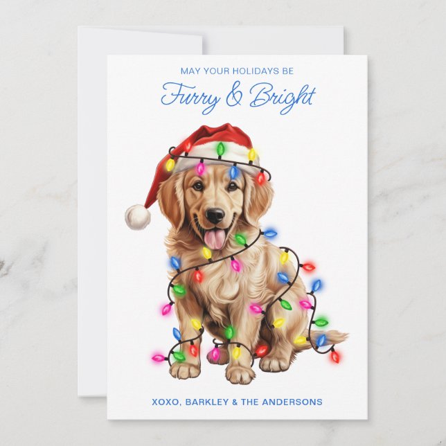 Cartes Pour Fêtes Annuelles Golden Retriever Chien Personnalisé Furie et brill (Devant)