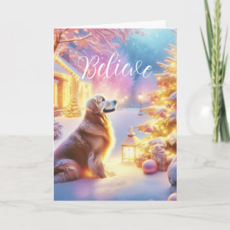 Cartes Pour Fêtes Annuelles Golden Retriever - Croyez à la magie de Noël