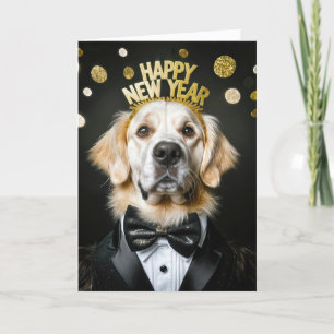 Cartes Pour Fêtes Annuelles Golden Retriever dans Tuxedo Nouvel An